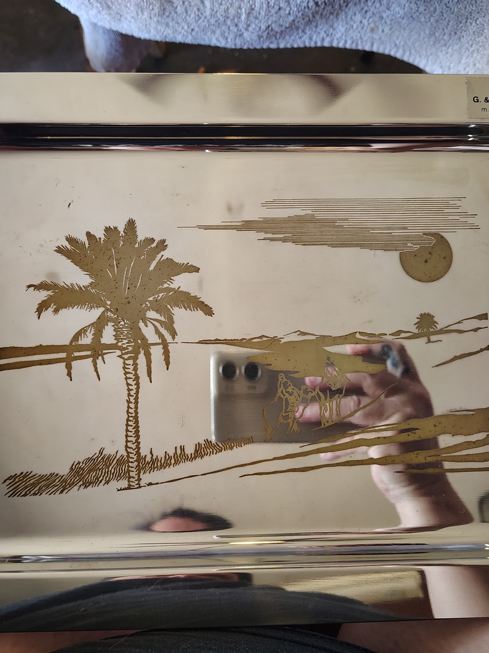 Decorative Palm Desert Mirror Panel in Gold Finish